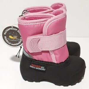 Childs Toddler Pink & Black Winter Boots Rain Snow Waterproof Sole NWT Size 4